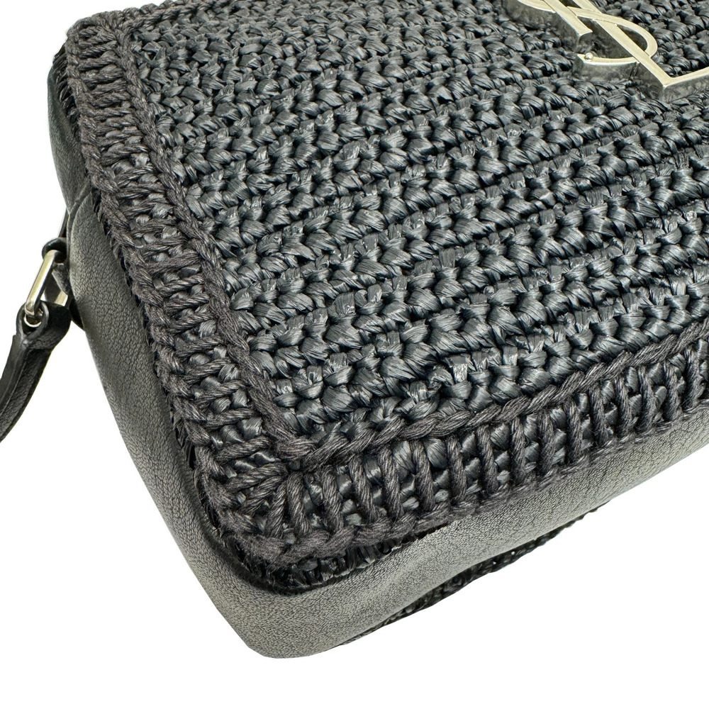 Saint Laurent Lou Camera Bag Raffia Shoulder Black Tassel YSL Fringe - Picture 5 of 11